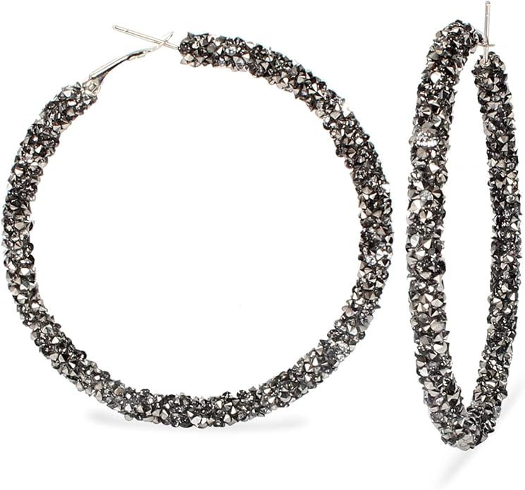 Bohemian Sparkle Resin Rhinestone Wrapped Big Hoop Dangle Earrings Circle Jewelry for Women Girls | Amazon (US)