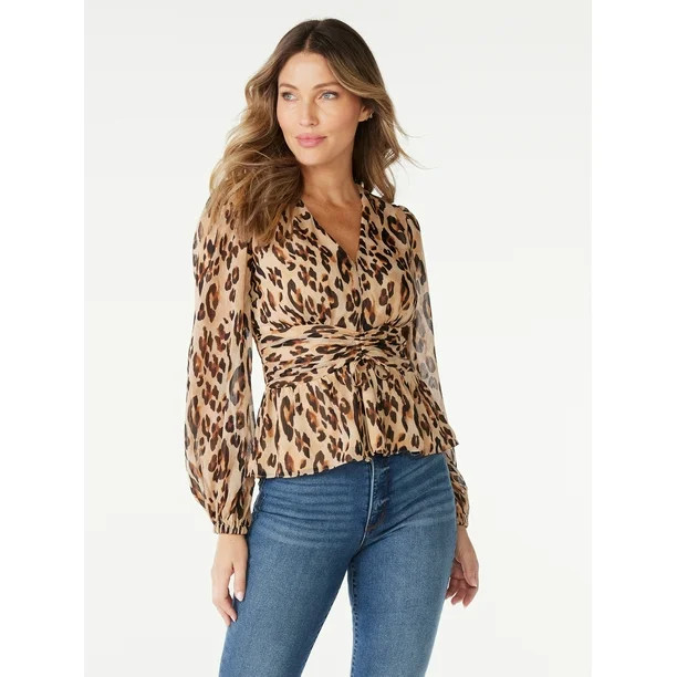 Sofia Jeans Women's Peplum Top with Long Sleeves, Sizes XXS-3XL | Walmart (US)