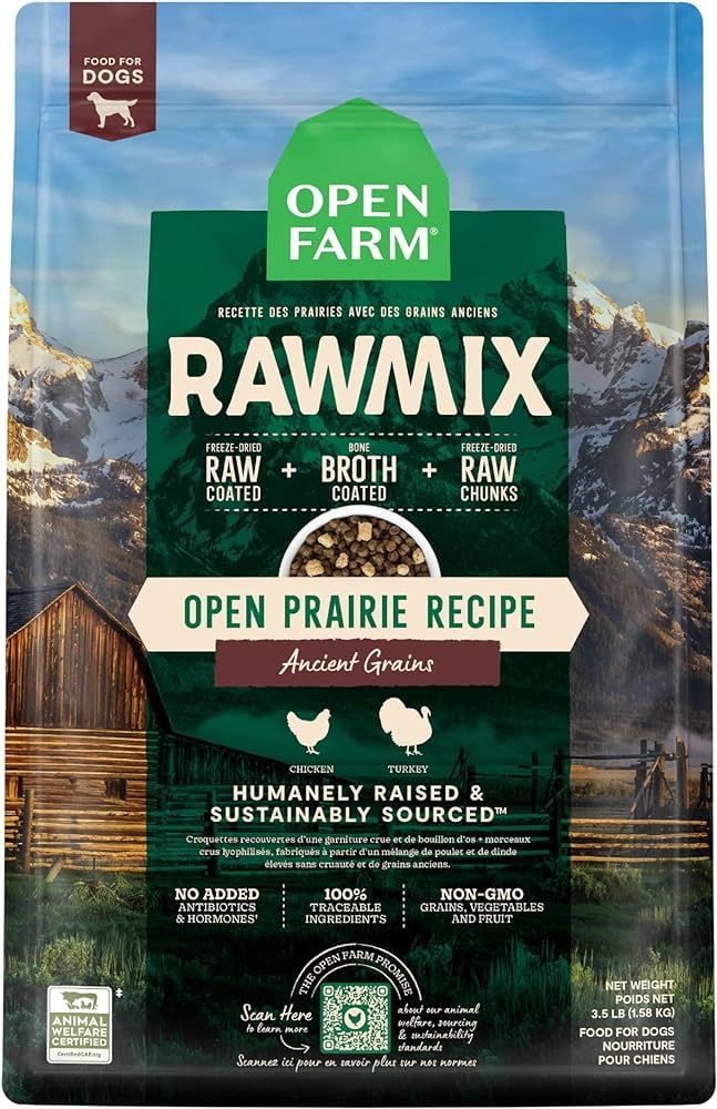 Open Farm RawMix Ancient Grains Prairie Recipe for Dogs, Includes Kibble, Bone Broth, and Freeze ... | Amazon (US)