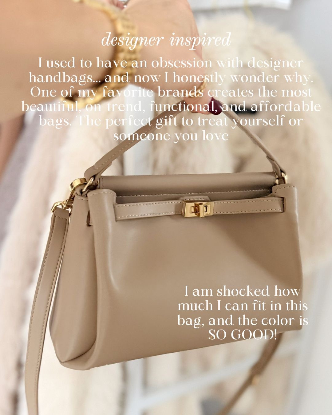 LUXE DESIGNER INSPIRED HANDBAG! A timeless, structured handbag that looks designer without the price tag. The shape, color, and hardware feel luxe, and it holds far more than you’d expect. A beautiful everyday bag and a perfect gift for anyone who loves elevated style.

#Amazon #TheHillaryStyle #DesignerInspired #ChicHandbag #EverydayBag #NeutralStyle #AffordableFashion #LuxeForLess #WardrobeEssentials #StyleFavorites 

 #LTKmomlife #LTKOver40 #LTKFindsUnder100