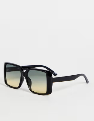 ASOS DESIGN recycled frame oversized 70s sunglasses in black with ocean lens  | ASOS | ASOS (Global)
