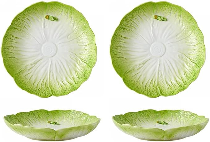 Gaolinci 7.5 Inches Cabbage Series Cartoon Ceramic Dinner Plate(Set of 4) | Amazon (US)