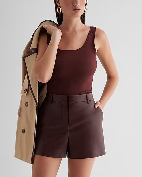 Editor High Waisted Faux Leather Shorts | Express