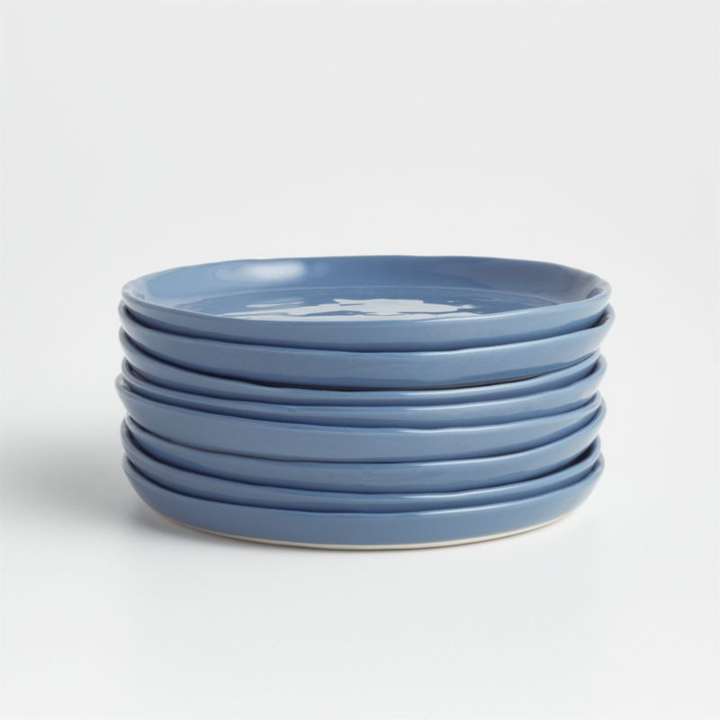 Mercer Denim Appetizer Plates, Set of 8 | Crate and Barrel | Crate & Barrel