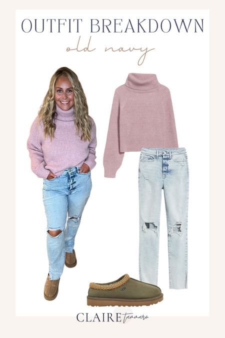 Effortlessly stylish and oh-so comfortable! Amp up your fall look in a gray turtleneck and high waisted jeans from Old a navy. These cozy and cute pieces are a must-have for the season. 
I’m wearing a large in the sweater & 12 in the jeans. 
#sophisticatedfallvibes #midsize fashion #curvyfallfashion #denim #turtleneck #ugg 
