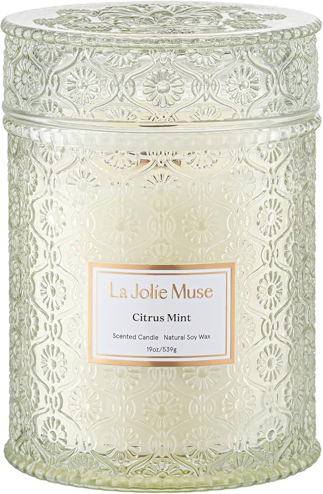 LA JOLIE MUSE Citrus Mint Candle - Bergamot, Yuzu, Mint | 19 oz Large Wooden Wick Candle | Natura... | Amazon (US)