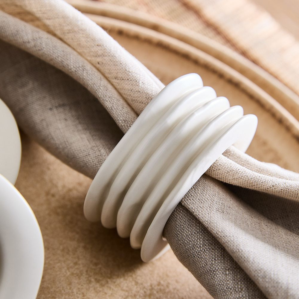 Textural Ceramic Napkin Ring Sets | West Elm (US)