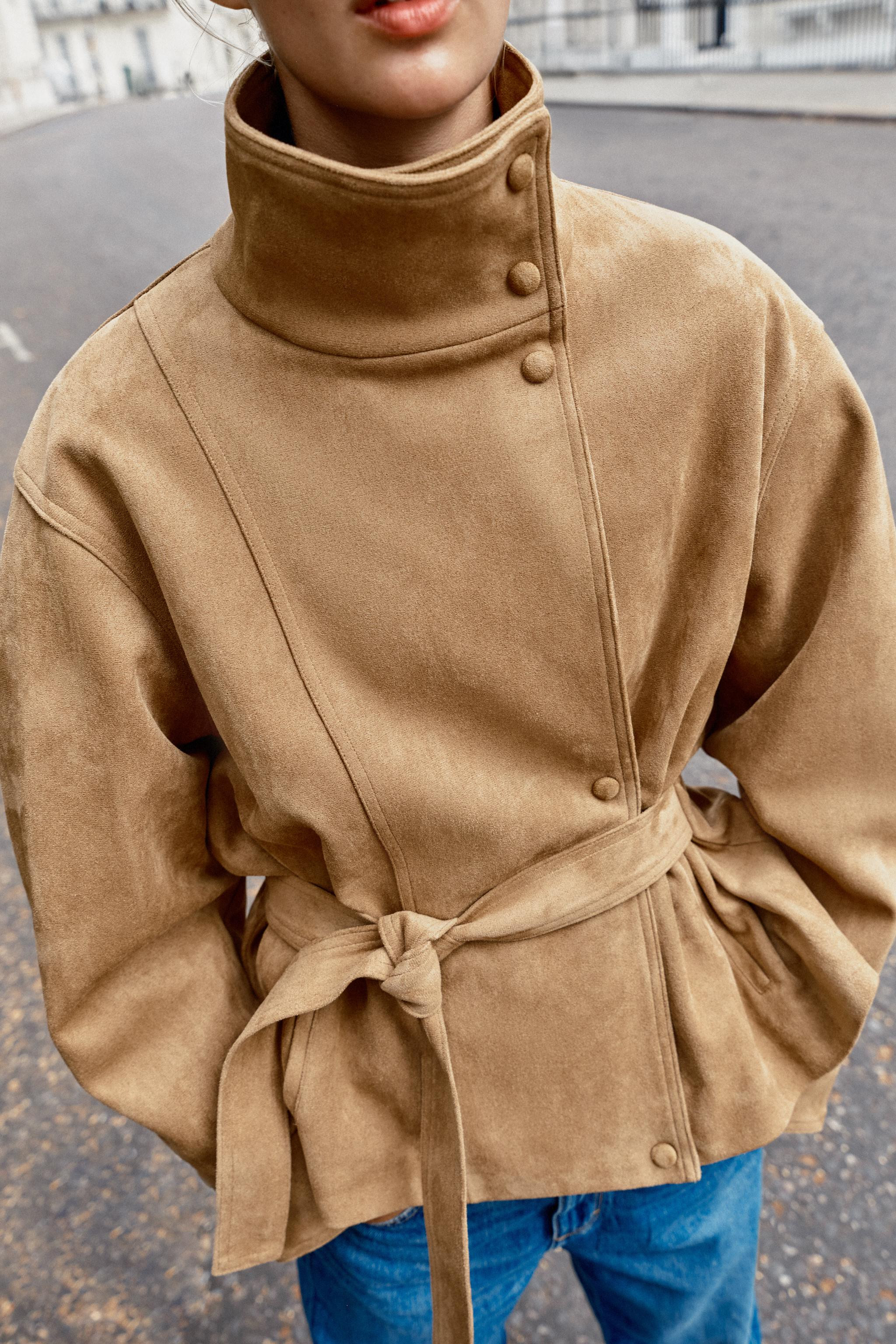 FAUX SUEDE BELTED JACKET | Zara US
