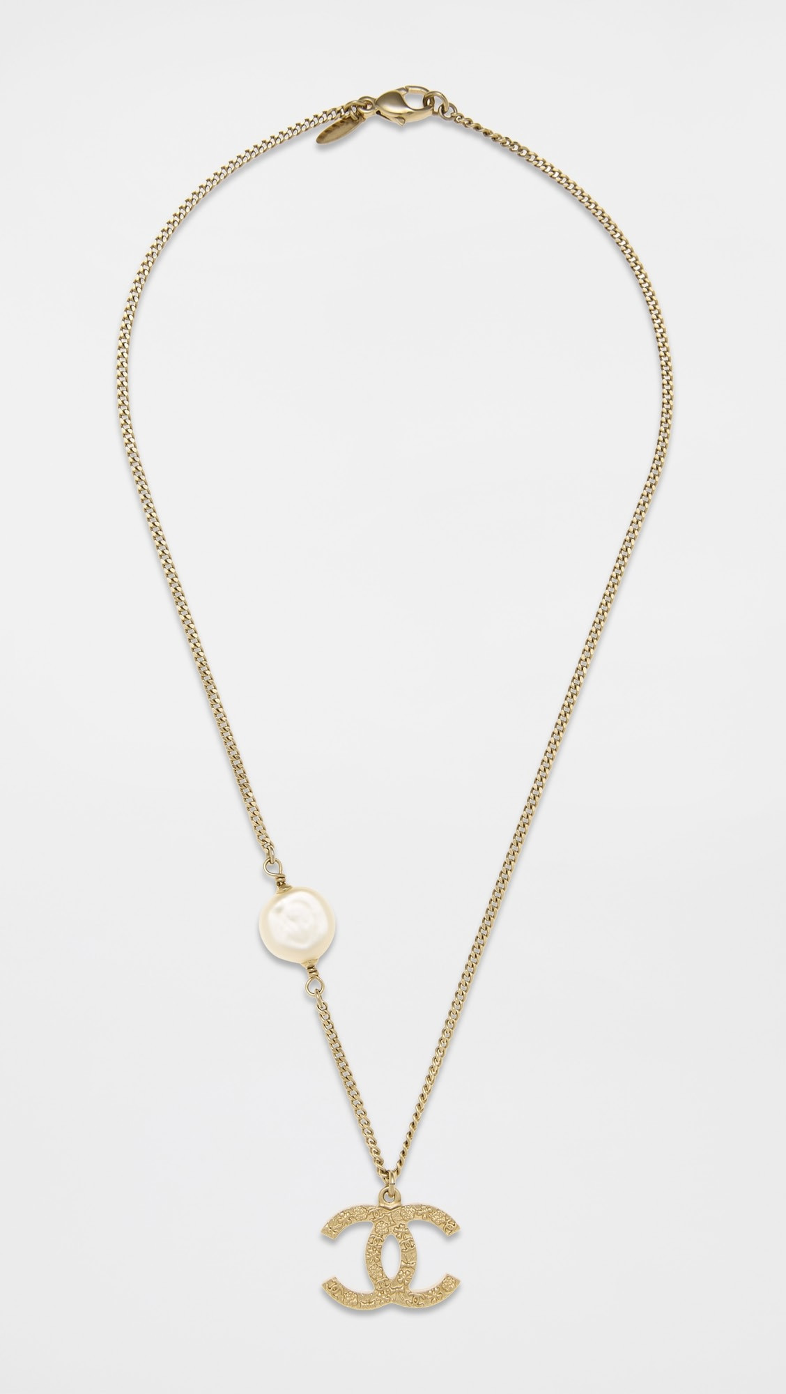 Chanel Gold Pearl CC Necklace | Shopbop