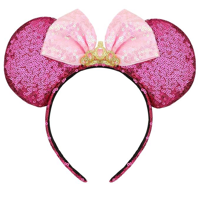 MONGSILER Decoration Mouse Ear Shape Ear Bow Headband,Party For Girls&Women | Amazon (US)