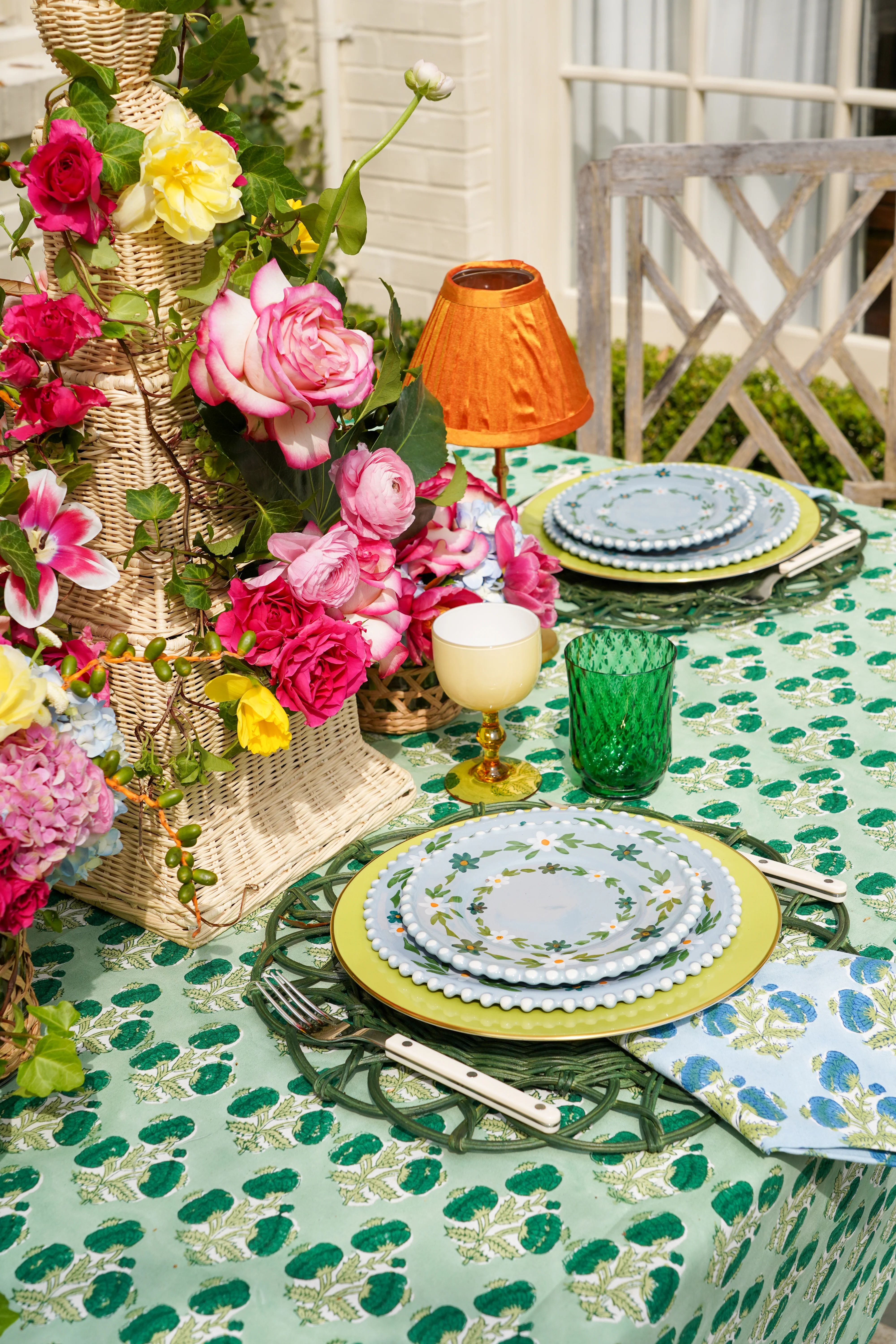 Poms Tablecloth in Emerald Green | Christina Dickson Home