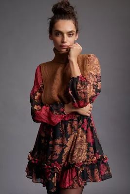 Puff-Sleeved Floral Mini Dress | Anthropologie (US)