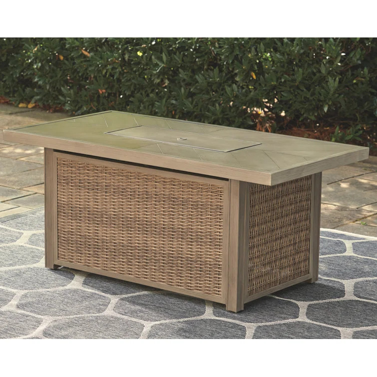 Danny 25'' H x 58'' W Propane Outdoor Fire Pit Table with Lid | Wayfair North America