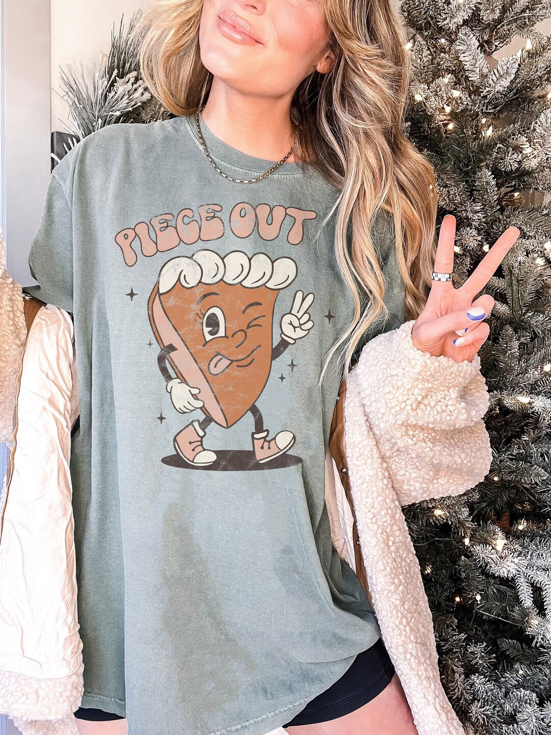 Comfort Colors® Vintage Piece Out Pumpkin Pie Thanksgiving - Etsy | Etsy (US)