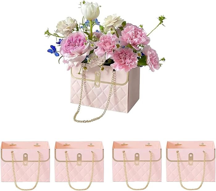 4pcs Paper Flower Bags for Bouquets, Flower Boxes for Arrangements, Paper Flower Gift Bags with H... | Amazon (US)