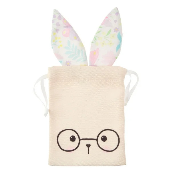 Way To Celebrate Easter Mini Drawstring Bunny with Floral Ears Gift Bag, Peach - Walmart.com | Walmart (US)
