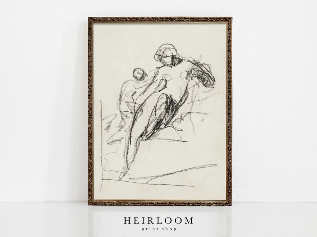 Mother and Child Drawing | Vintage Figure Sketch Art | SHIPPED PRINTS | Charity | Etsy (US)