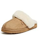 Dearfoams Women's Fireside Sydney Shearling Fur Indoor/Outdoor Scuff Slipper with Wide Widths, Sand, 10 | Amazon (US)