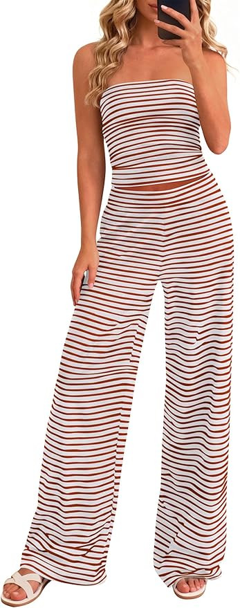 PRETTYGARDEN Two Piece Striped Sets for Women Summer Travel Outfits 2026 Spring Y2K Going Out Vac... | Amazon (US)