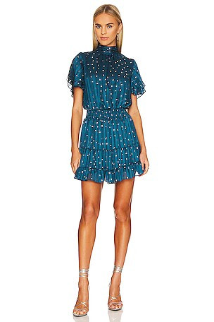 Saffie Mini Dress in Holiday Teal | Revolve Clothing (Global)