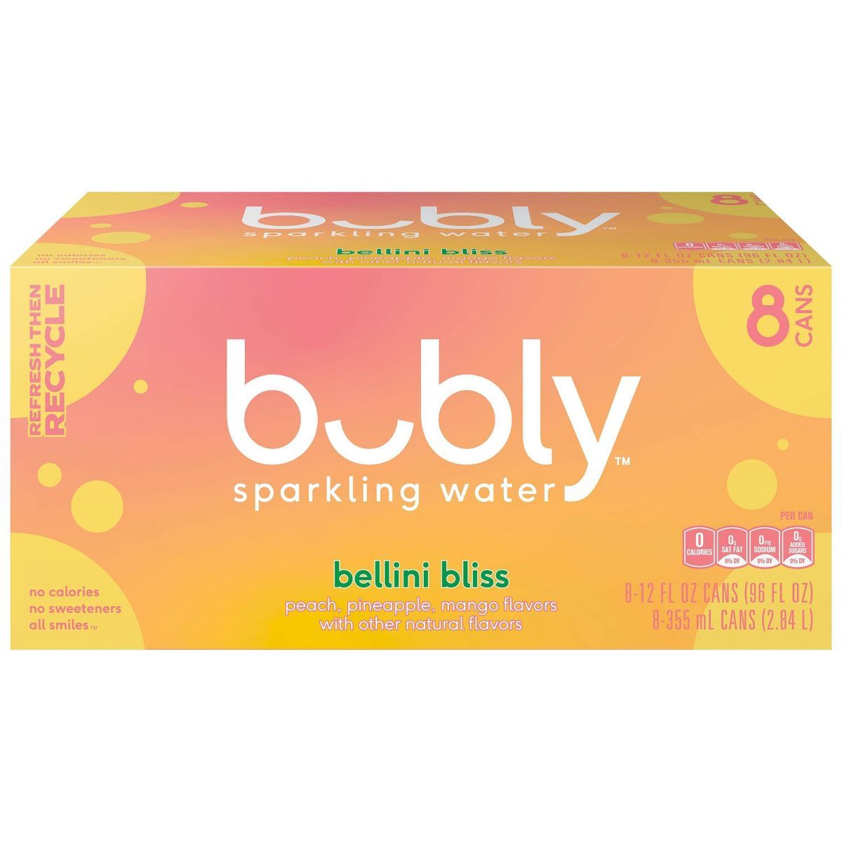 bubly bellini bliss Sparkling Water - 8pk/12 fl oz Cans | Target
