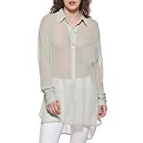 DKNY Women's Button-Down Sheer Staple Sportswear Top | Amazon (US)