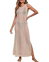 Bsubseach Crochet Cover Ups for Women Hollow Out Sleeveless Bikini Swimsuit Swimwear Side Split L... | Amazon (US)
