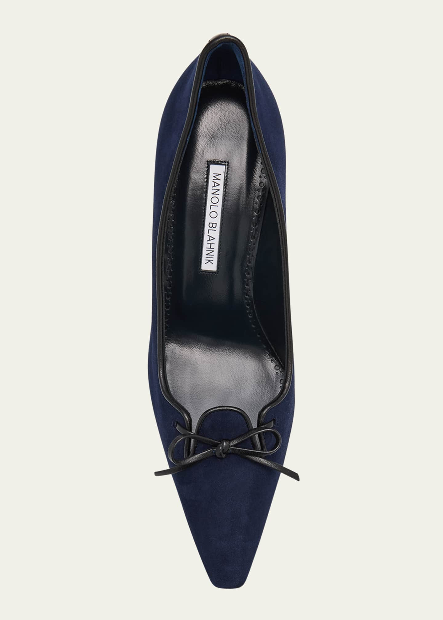 Manolo Blahnik Zaman Suede Bicolor Lace-Up Pumps | Bergdorf Goodman
