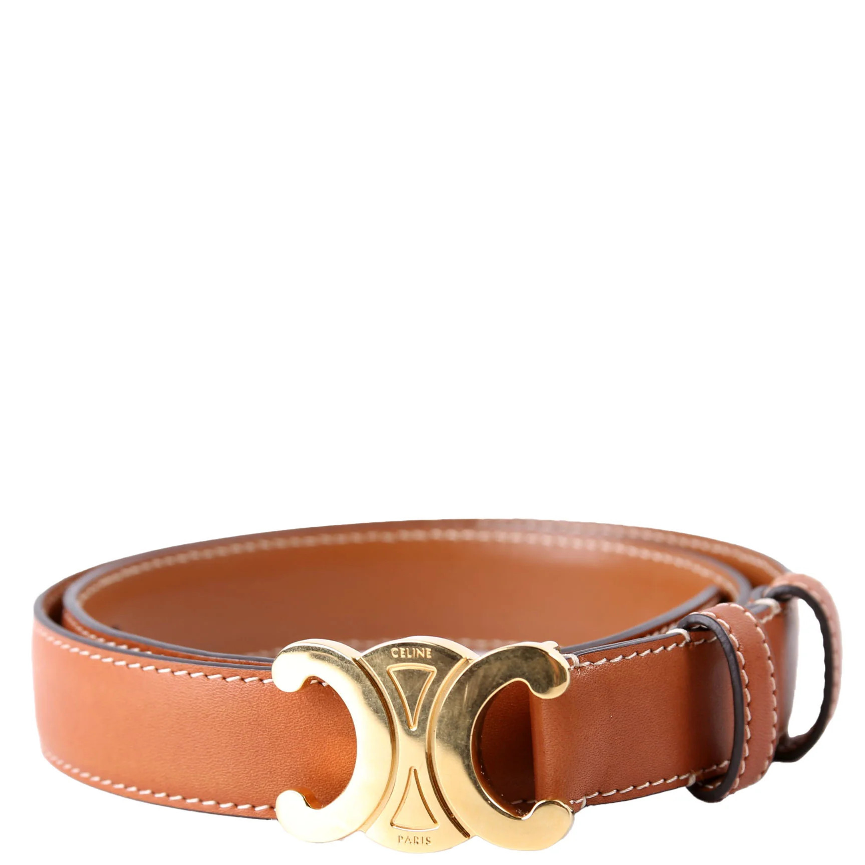 Triomphe Medium Taurillion Leather Belt Size 70 Brown | Keeks Designer Handbags