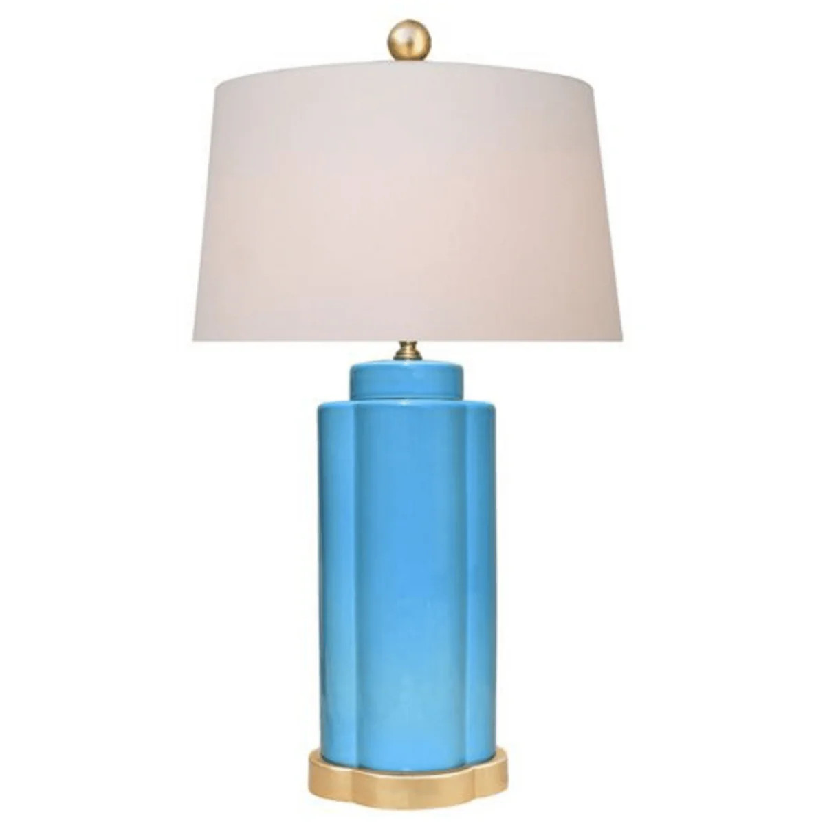 Blue Belle Island Porcelain Butterfly Jar Lamp With Gold Leaf Base | The Well Appointed House, LLC