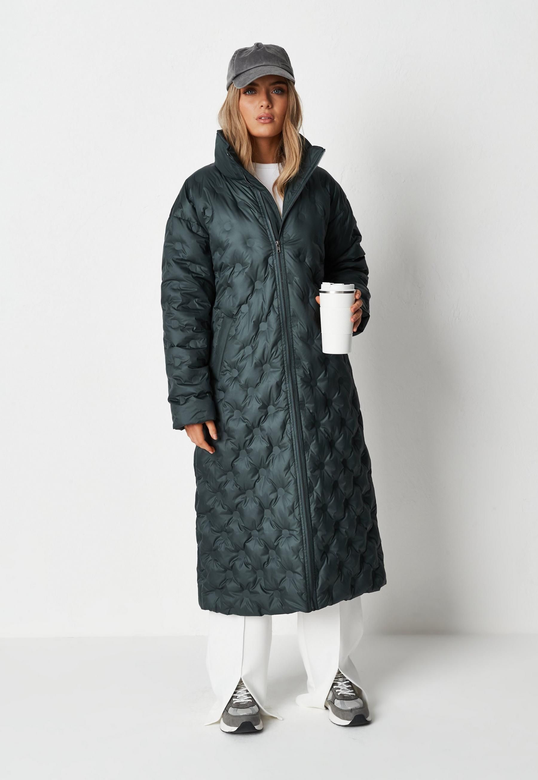 Green Quilted Coat | Missguided (UK & IE)