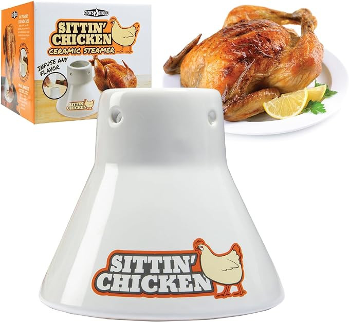 Sittin' Chicken Ceramic Beer Can Steamer & Roaster- Easily Infuse Marinade & Sauce flavors Into Y... | Amazon (US)