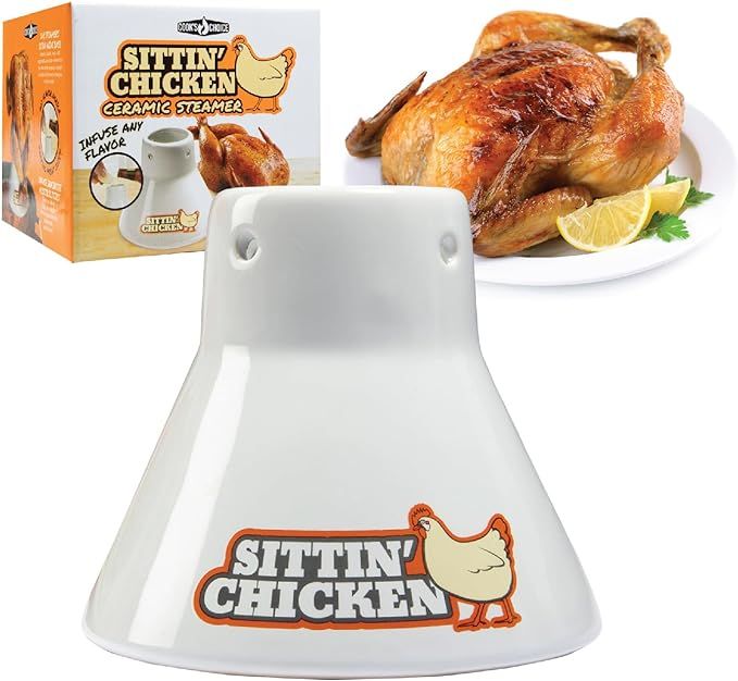 Sittin' Chicken Ceramic Beer Can Steamer & Roaster- Easily Infuse Marinade & Sauce flavors Into Y... | Amazon (US)