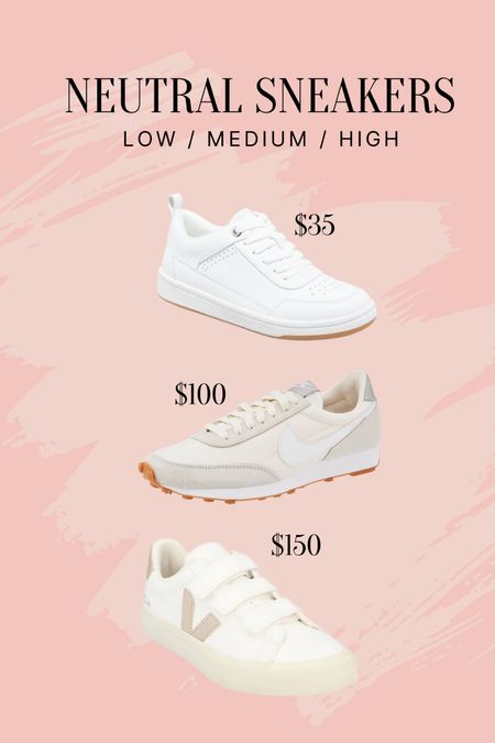 Our top picks for white/neural sneakers. Target and Nike fit TTS. Size down one in the vejas! They run big! 

#LTKunder100 #LTKshoecrush #LTKunder50