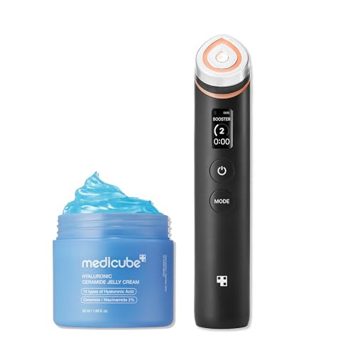 medicube Hydration Boost Facial Device Set: Hyaluronic Acid Moisturizing Jelly Cream and Booster Pro Black | For Radiant and Firmer-Looking Glow | Home Care, Korean Skincare | Amazon (US)