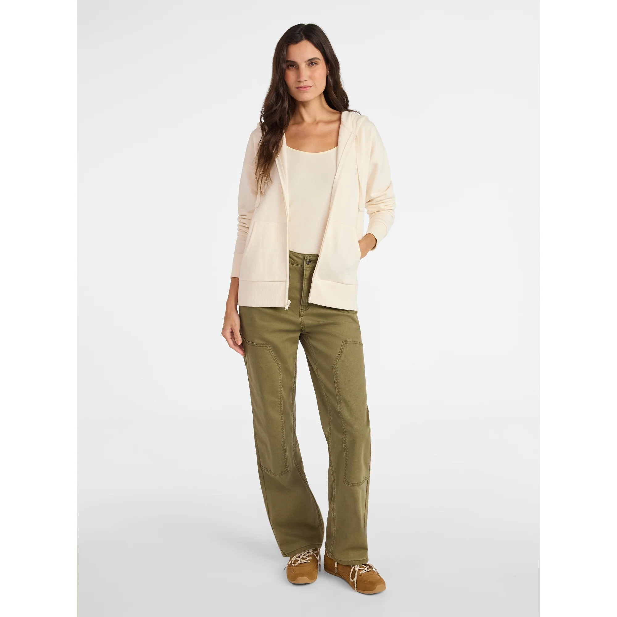 Time and Tru Women's Zip Front Fleece Hoodie Jacket, Sizes XS-XXXL | Walmart (US)
