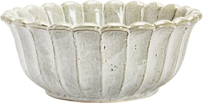 Amazon.com: Bloomingville Creative Co-Op Stoneware Flower Shaped Bowl, Antique White Reactive Gla... | Amazon (US)