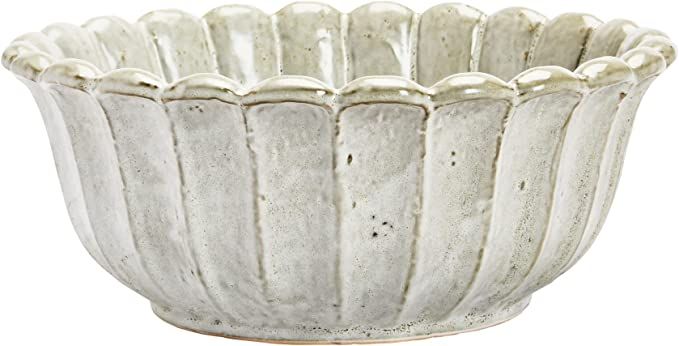 Creative Co-Op Stoneware Flower Shaped Bowl, Antique White Reactive Glaze, 10" L x 10" W x 4" H | Amazon (US)