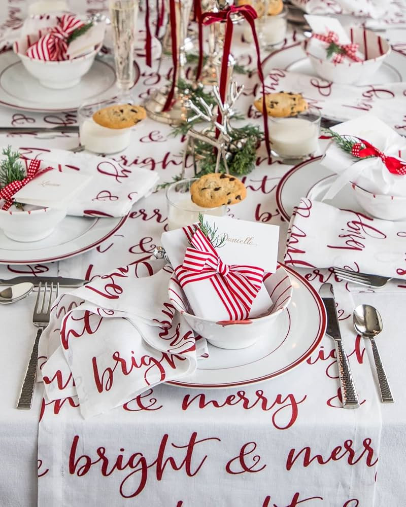 Solino Home Linen Table Runner 14 x 90 Inch Long – 100% Pure Linen Merry and Bright Table Runne... | Amazon (US)