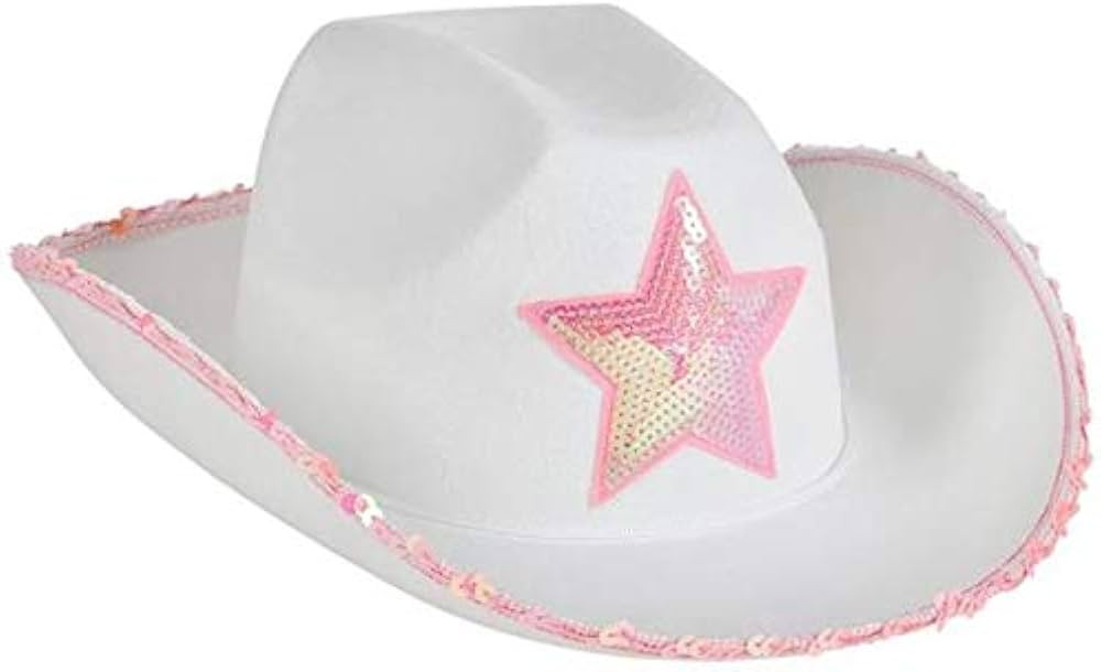 Rhode Island Novelty White Felt Cowgirl Hat with Pink Star, One per Order | Amazon (US)