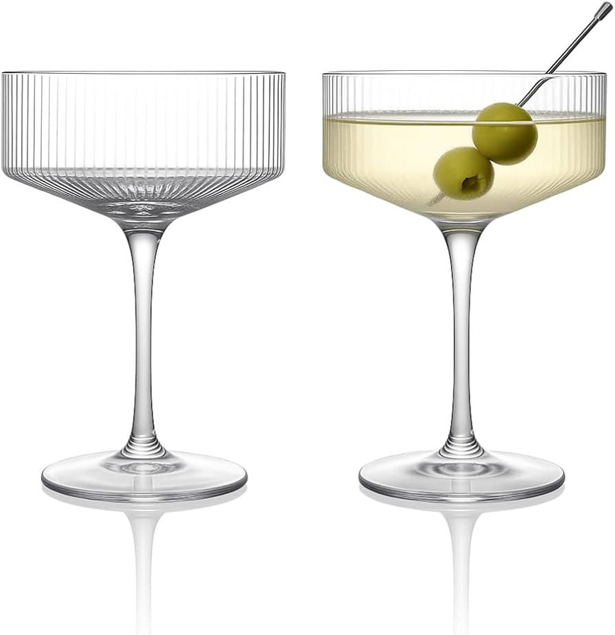LEMONSODA Clear & Ribbed Martini Coupe Glasses - Classic Barware for Espresso Martini, Manhattan,... | Amazon (US)