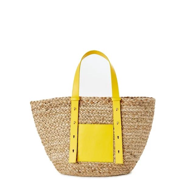 Time and Tru Women's Jute Pocket Tote Bag - Walmart.com | Walmart (US)