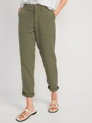 High-Waisted Slouchy Cropped Tapered Workwear Pants for Women | Old Navy (US)