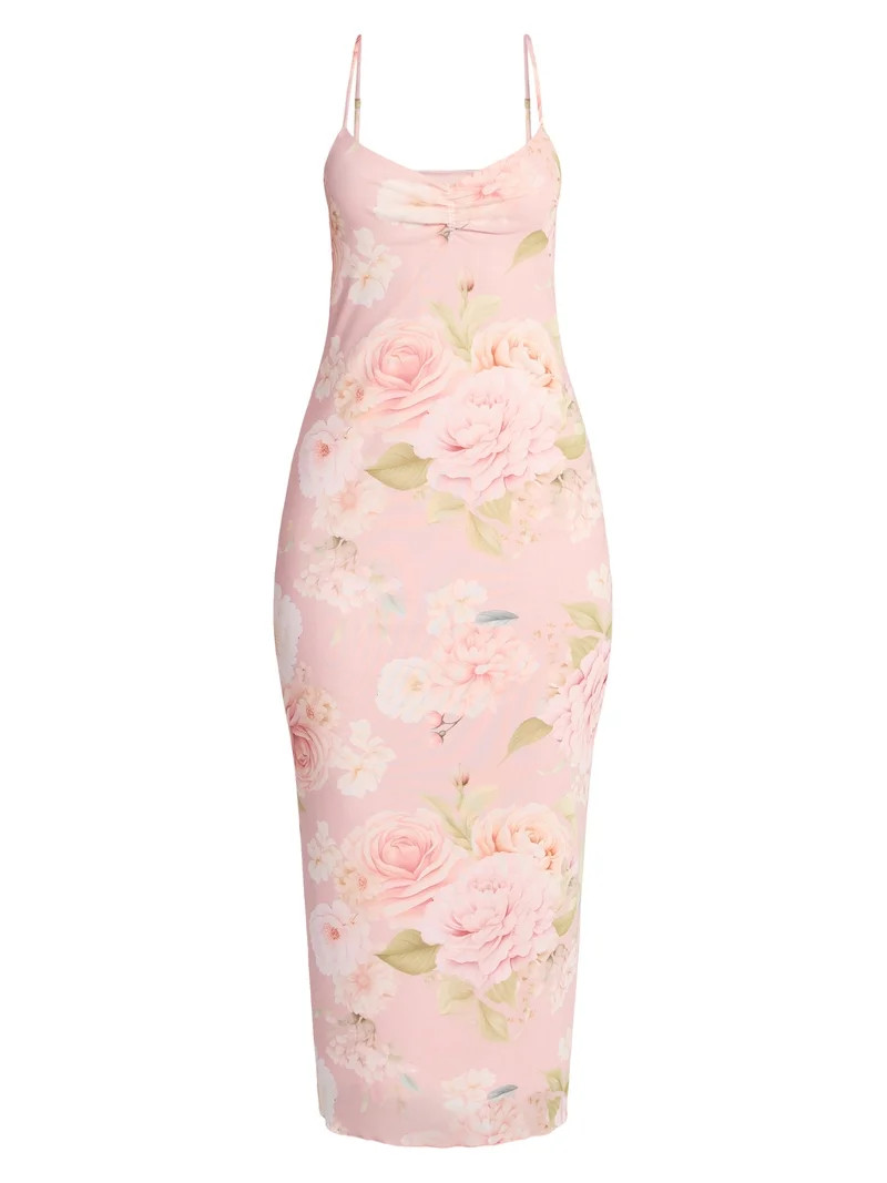 Madden NYC Women’s Floral Mesh Midi Dress, Sizes XXS-XXL | Walmart (US)
