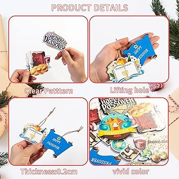 JIAHMOIUG 30 Pcs Happy Passover Decorations Wooden Hanging Ornaments,Wood Slices Wooden Tags for ... | Amazon (US)