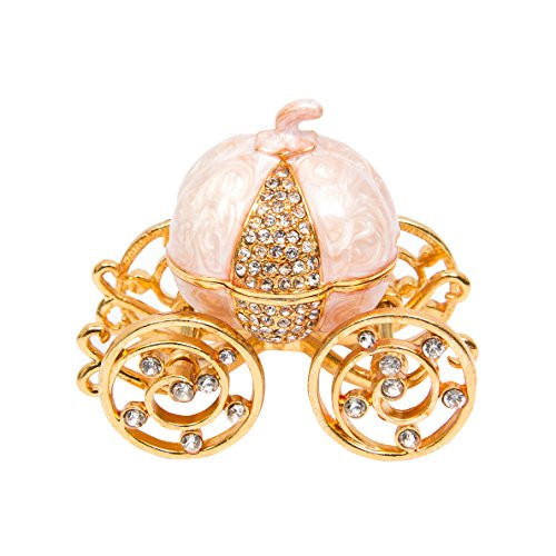 QIFU Hand Painted Enameled Cinderella Pumpkin Carriage Decorative Hinged Jewelry Trinket Box Unique  | Amazon (US)