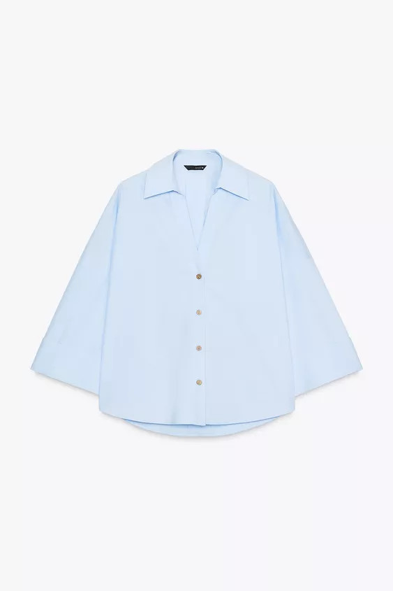 WIDE-SLEEVE POPLIN SHIRT | Zara UK