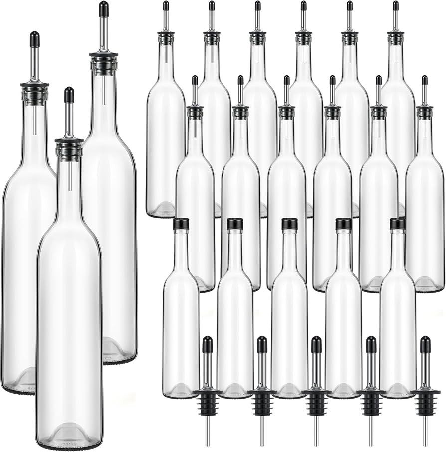 Maxdot 20 Pcs Long Neck Glass Bottles with Pourers for Bar Wine Syrup | Amazon (US)