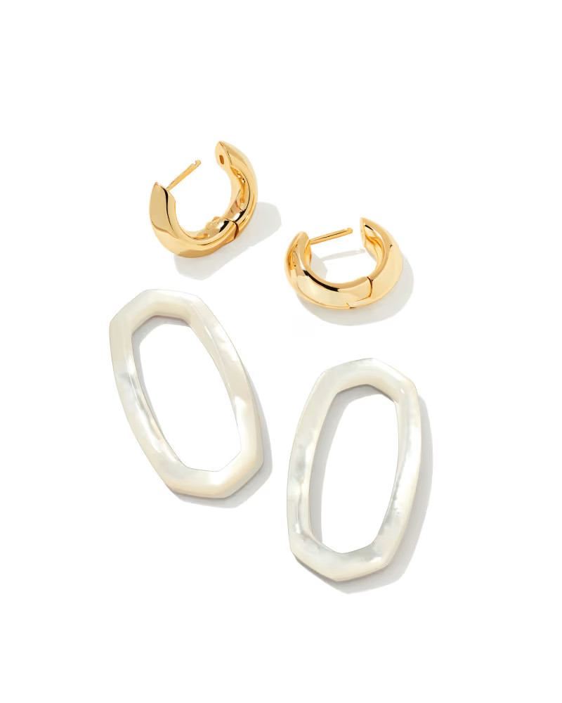 Danielle Gold Link Earrings in Ivory Mother-of-Pearl | Kendra Scott