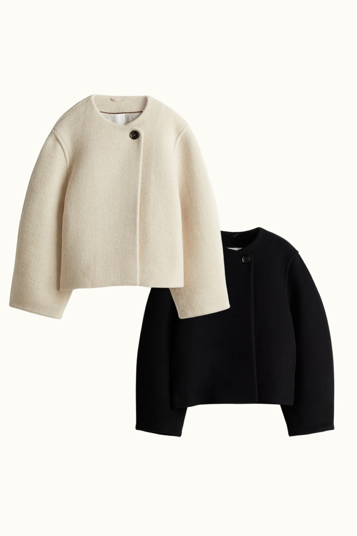 H&M cream wool blend jacket 
Black cropped wool blend jacket 

